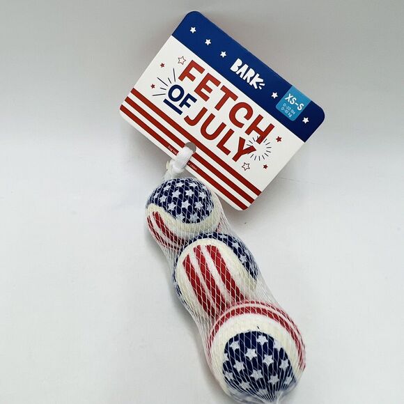 Bark Box XS-S Fetch of July Squeaky Tennis Balls American Flag Patriotic NWT - Picture 1 of 2